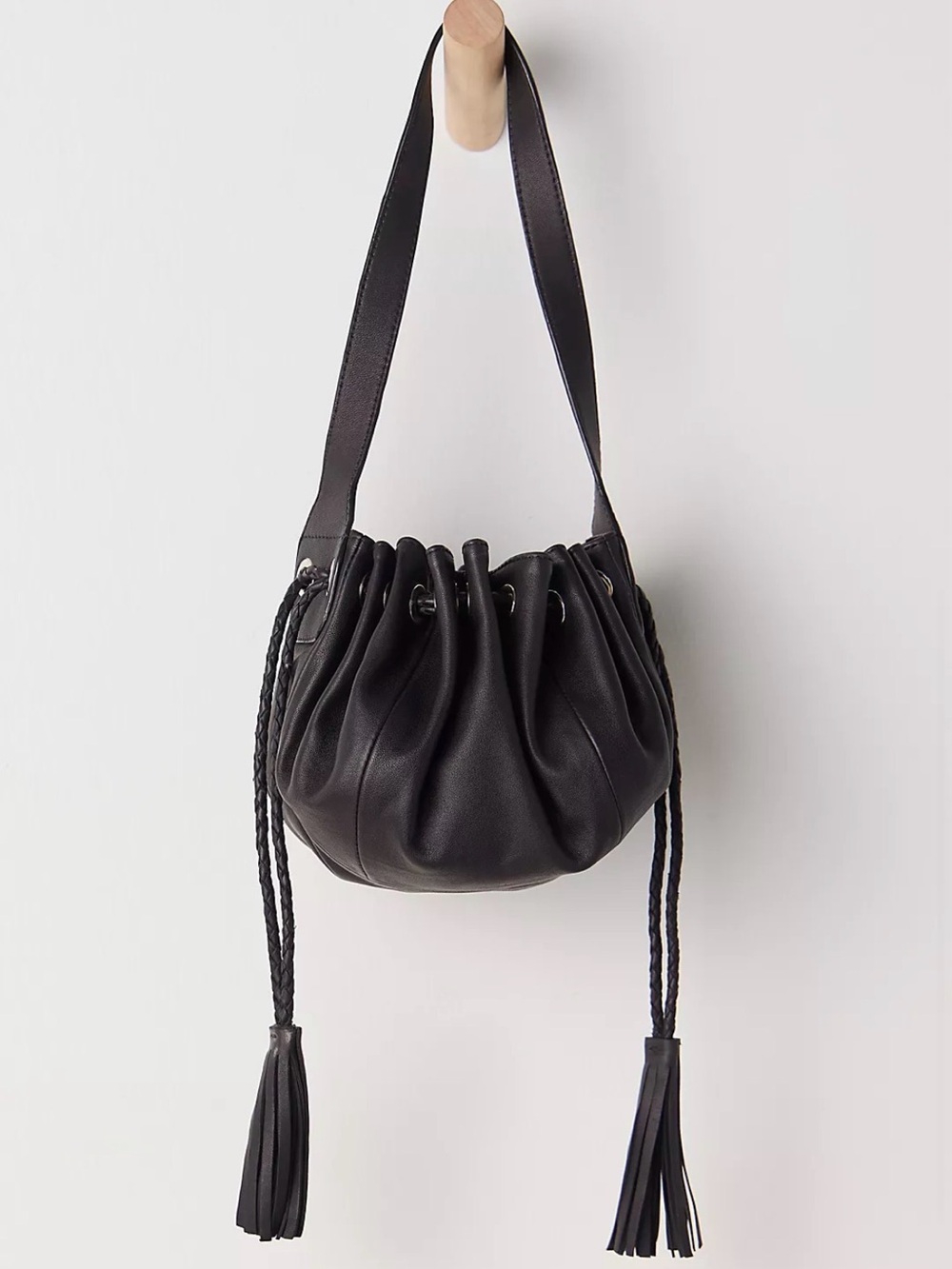 Free People Piper Drawstring Pouch. NWT. Black